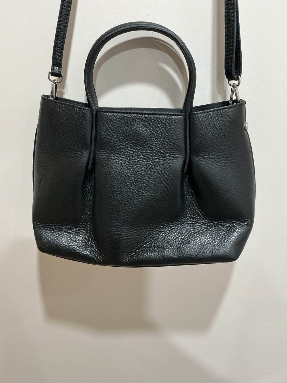 Renata Corsi Black Leather crossbody Bag with Top Handles made in Italy